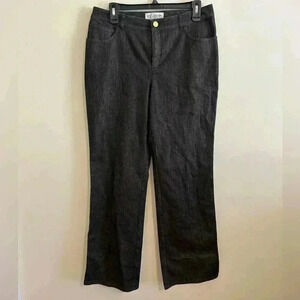 St John Black Wide Leg Metallic Shimmer Jeans Pants Size 8 Business Career